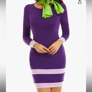 Halloween long sleeve mini scooby doo daphne’s dress costume with scarf